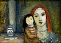 Ján Mudroch, Matka s dieťaťom, 1942, akvarel na papieri