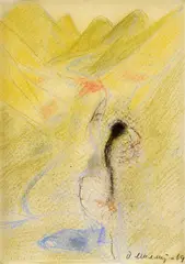 Dezider Milly, Pohľad, 1969, pastel na papieri