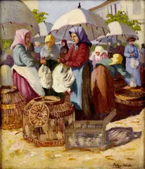 Celesztin Pállya, Na trhu I., okolo 1910, olej na plátne