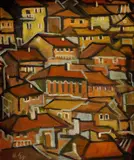 György Hegyi, Mestečko, okolo 1930, olej na kartóne