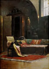 Meštiansky interiér by Endre Komáromi-katz, okolo 1930, olej na plátne, sold Nov 2007