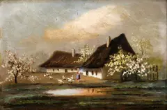 Dénes Mesterházy, Husiarka na jar, okolo 1930, olej na kartóne
