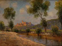 Ferenc Olgyay, Krajina s hradom, okolo 1900, olej na plátne
