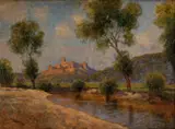Ferenc Olgyay, Krajina s hradom, okolo 1900, olej na plátne