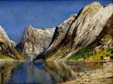 Karl Kaufmann Alias Holmstädt, Jazero v Alpách, okolo 1900, olej na plátne