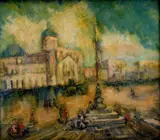 K. Gilbert, Námestie, okolo 1940, olej na dreve