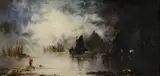 John Day, Večer v prístave, okolo 1900, olej na plátne
