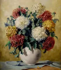 Chryzantémy by A. Weinhold, okolo 1960, olej na plátne, sold Nov 2007