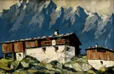 Karl Hosch, Chata pod horami, okolo 1950, olej na plátne