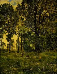 Wilhelm Hans Braun, Srnky v lese, okolo 1900, olej na plátne