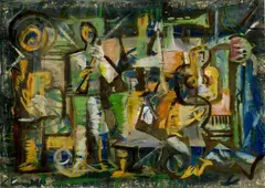 Jozef Kornúcik, Slávnosť, 1964, tempera na papieri