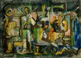 Jozef Kornúcik, Slávnosť, 1964, tempera na papieri