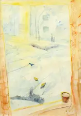 Peter Bartoš, Bez názvu, 1985, akvarel, pastel na papieri