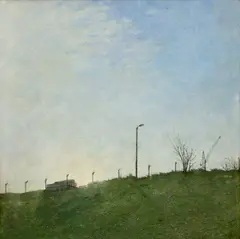 Krajina s modrou oblohou by Jozef Srna, 1980, olej na plátne, sold Oct 2007