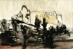 Jozef Fabini, Dreveník, 1960, akvarel na papieri