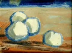 Imrich Vysočan, Zátišie s jabĺčkami, 1961, olejová tempera na kartóne