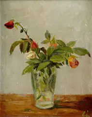 Matilda Čechová, Ruže v pohári, 1953, olej na kartóne