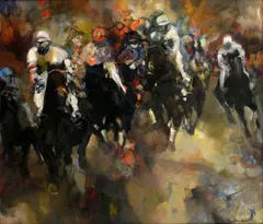 Štefan Roskoványi, Jazdci, 1991, olej na plátne