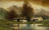 Domy pri vode by Eugen Szepesi-Kuszka, okolo 1910, olej na plátne, sold Oct 2007