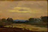 Rybár pri rieke by Nándor Katona, okolo 1910, olej na preglejke, sold Oct 2007