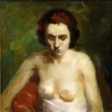 Ľudovít Pitthordt, Ženský poloakt, okolo 1920, olej na plátne