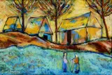 Okopávačky v Čáčove by Janko Alexy, 1945-55, pastel na papieri, sold Oct 2007
