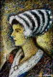 Žena z profilu by Janko Alexy, okolo 1955-60, pastel na papieri, sold Oct 2007