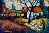 V Čáčove by Janko Alexy, okolo 1955, pastel na papieri, sold Oct 2007
