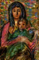 Teodor Tekel Jozef, Matka s dieťaťom, okolo 1950-60, pastel na papieri