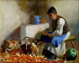 G. Horváth Andor., Moržovanie kukurice, okolo 1930, olej na plátne (dublované)