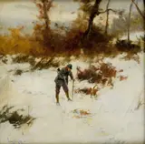 Poľovník by Antal Neogrády, okolo 1920, olej na plátne, sold Oct 2007