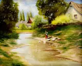 Husiarka pri potoku II. by László Neogrády, okolo 1930, olej na plátne, sold Oct 2007