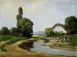 Husiarka pri potoku I. by László Neogrády, okolo 1930, olej na plátne, sold Oct 2007