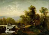 Adolf Kaufmann, Romantická krajina s figurálnou štafážou, okolo 1870, olej na plátne