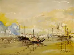 Benátky by Franzke, 1950, olej na sololite, sold Oct 2007