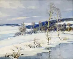 Gustav Porš, Zimná krajina, okolo 1930, olej na plátne