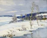Gustav Porš, Zimná krajina, okolo 1930, olej na plátne