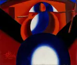 Žena s hrabľami (Žena v bielom) by Milan Laluha, okolo 1968 - 1970, olej na plátne, sold Oct 2007