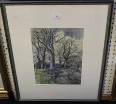 View of a Country Lane by Isabel Wrightson, 1942, watercolour, sold May 2014