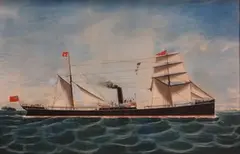 A. Lupoz, City of Newcastle' (Study of the Sailing Vessel in Profile), 1894, watercolour and gouache