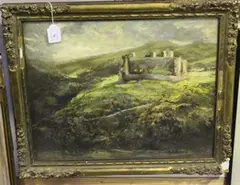 Harlech Castle, North Wales by M.E. Evans, oil on canvas, sold May 2014