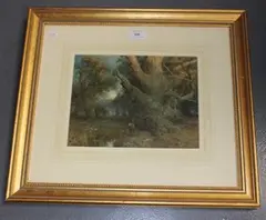 Frederick Mercer, Moon Rise in the Forest, watercolour