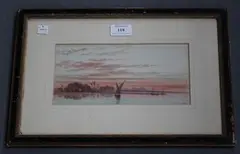Henry Pilleau, View of the Nile looking towards the Pyramids, 1886, watercolour