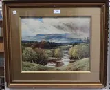 Reginald Aspinwall, Landscape with River and Bridge, 1906, watercolour
