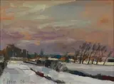 Peter Iden, Winter Landscape, near Chichester, 21st Century oil on panel