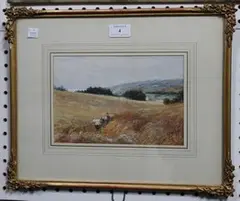G.H. Pettitt, Reaping the Corn, watercolour