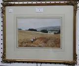 G.H. Pettitt, Reaping the Corn, watercolour