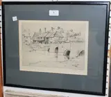 E. Willis Paige, King John's Bridge, Tewkesbury, monochrome etching