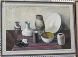 Guy Worsdell, Some Pots by Lucie Rie' (Still Life Study), 1977, oil on canvas