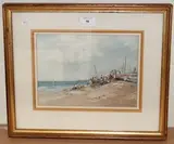 Ashton Cannell, Figures and Children on a Beach, watercolour